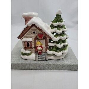 Vintage Lund's Lites Christmas Music Box Candle Holder Ceramic, Works Japan